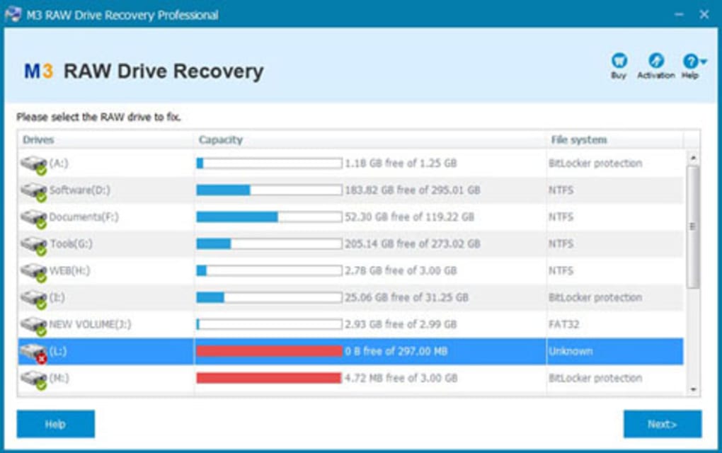 m3 raw drive recovery free